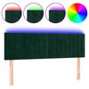 vidaXL Cabeceira de cama c/luzes LED veludo 144x5x78/88cm verde-escuro