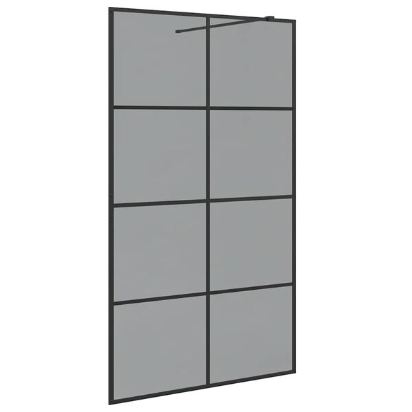 vidaXL Parede de Chuveiro Walk-in Preto 115 x 195 cm vidro temperado