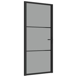 vidaXL Porta de interior 93x201,5 cm vidro ESG e alum&iacute;nio preto