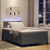 vidaXL Cama Box Spring LED Cinza Claro e Branco 120 x 190 cm