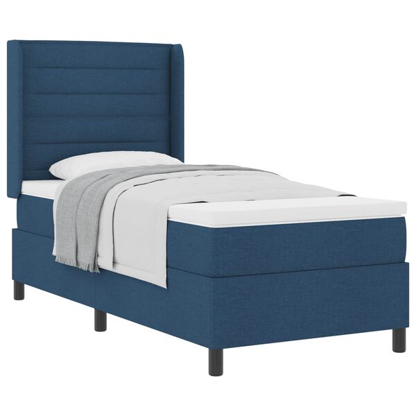 vidaXL Cama Box com colch&atilde;o com cabeceira Azul 80 x 200 cm tecido