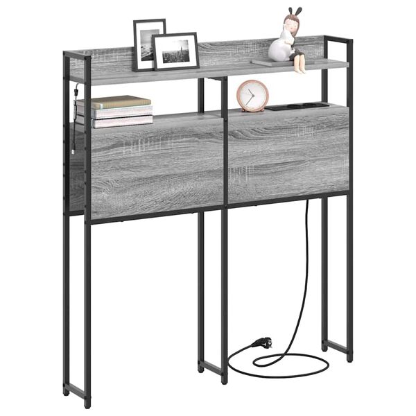 vidaXL Cabeceira de armazenamento com cabeceira Sonoma cinzento 100 cm