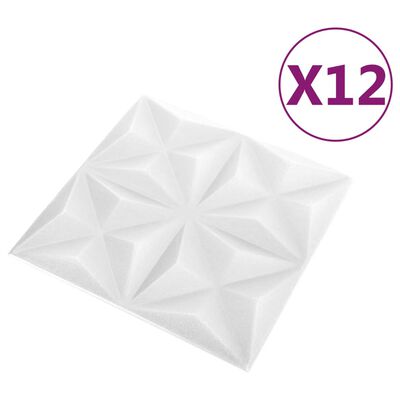 vidaXL Painéis de parede 3D 12 pcs 50x50 cm 3 m² origami branco