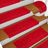 vidaXL Tapetes de escada 20 pe&ccedil;as 65x21x4 cm vermelho com borda retangular