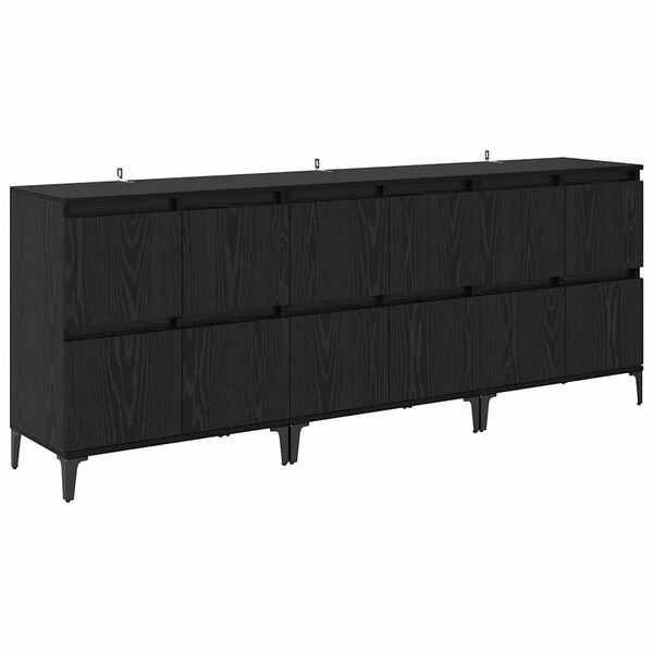vidaXL Aparadores 3 pcs Carvalho Preto 60 x 35 x 70 cm