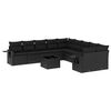 vidaXL 11 pcs conjunto sof&aacute;s de jardim c/ almofad&otilde;es vime PE preto