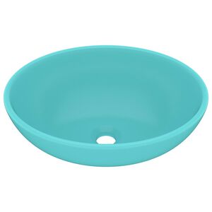 vidaXL Lavat&oacute;rio luxuoso oval 40x33cm cer&acirc;mica verde-claro mate