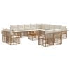 vidaXL Conjunto de Sof&aacute;s para Exterior 14 pcs Natural e Branco Creme