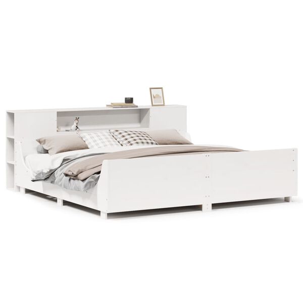 vidaXL Cama sem colch&atilde;o 180x200 cm madeira de pinho maci&ccedil;a branco