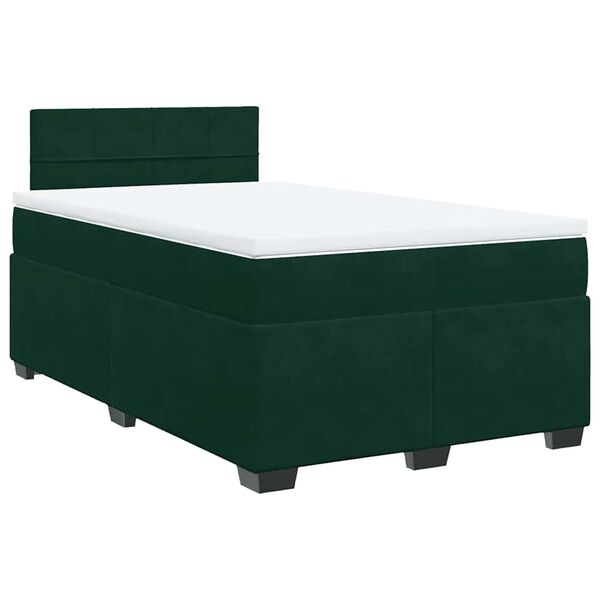 vidaXL Cama boxspring com colch&atilde;o 120x200 cm veludo verde-escuro