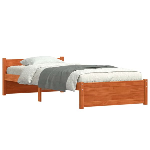 vidaXL Estrutura da Cama Marrom Cera 205.5 x 95.5 x 51 cm