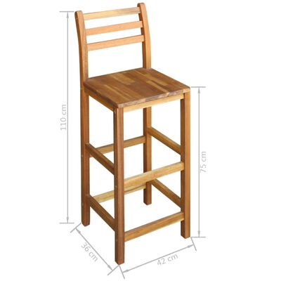 vidaXL Conjunto mesa e cadeiras de bar 7 pcs madeira de acácia maciça