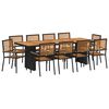 vidaXL Conjunto de Jantar para Jardim 11 unid. Preto e Marrom vime PE