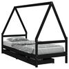 vidaXL Estrutura cama infantil c/ gavetas 90x190 cm pinho maci&ccedil;o preto
