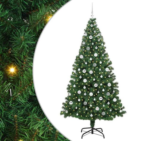 vidaXL &Aacute;rvore de Natal Artificial Verde 210 cm PVC, A&ccedil;o e Pl&aacute;stico