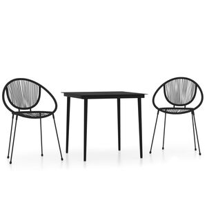vidaXL 3 pcs conjunto de jantar para jardim preto