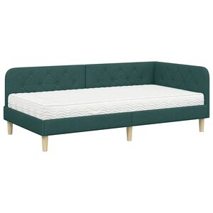 vidaXL Estrutura de Cama de Canto Verde Escuro 100 x 200 cm tecido