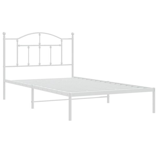 vidaXL Estrutura de cama em metal com cabeceira 107x203 cm branco