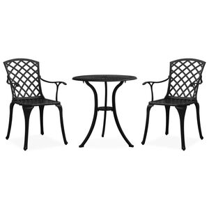 vidaXL 3 pcs conjunto de bistr&ocirc; alum&iacute;nio fundido preto