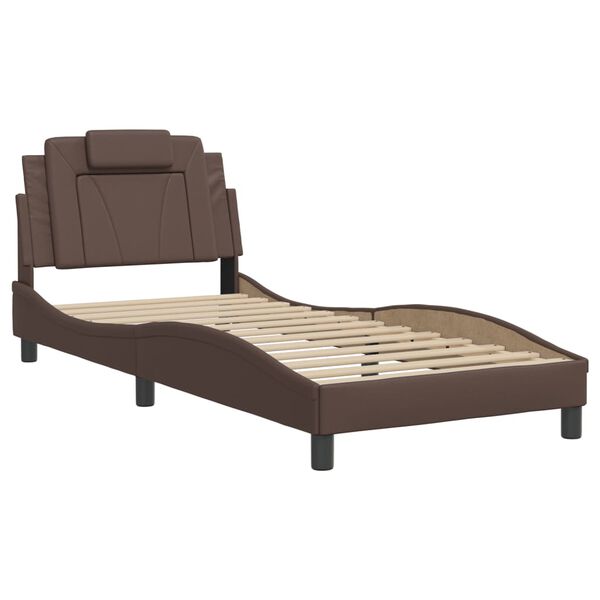vidaXL Estrutura de cama Viana sem colch&atilde;o 90x200 cm couro artificial castanho