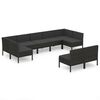 vidaXL 9 pcs conjunto lounge de jardim c/ almofad&otilde;es vime PE preto