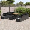 vidaXL Conjunto de Sof&aacute; de Jardim com almofada 11 pcs Preto vime PE