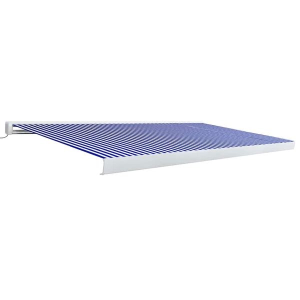 vidaXL Toldo motorizado com caixa 500x300 cm azul e branco