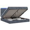 vidaXL Cama Ottoman com Colch&atilde;o e LED Cinzento-Escuro 200 x 200 cm