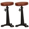 vidaXL Bancos de bar 2 pcs couro genu&iacute;no castanho e ferro fundido