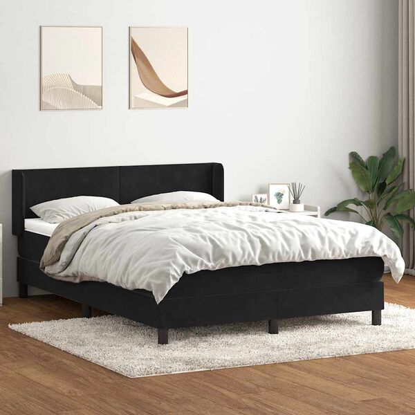 vidaXL Cama com molas/colch&atilde;o 160x210 cm veludo preto