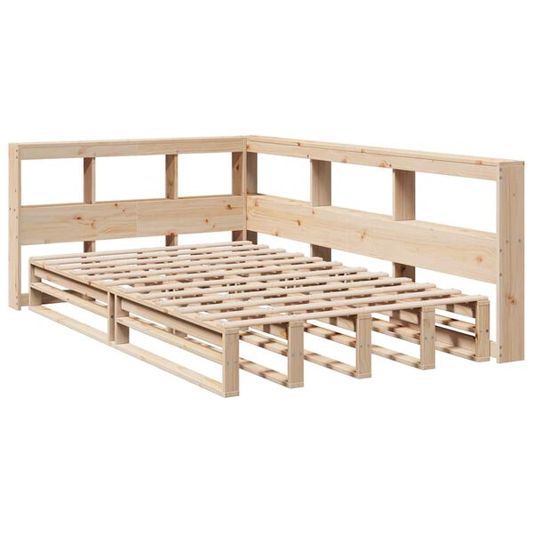 vidaXL Cama com estante sem colch&atilde;o 120x190 cm pinho maci&ccedil;o
