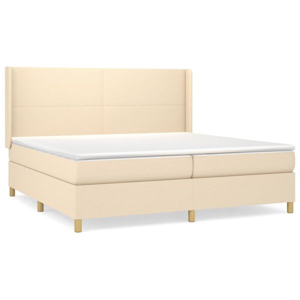 vidaXL Cama com molas/colch&atilde;o 200x200 cm tecido cor creme