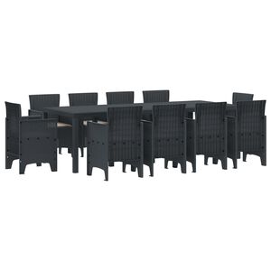 vidaXL Conjunto de Jantar para Jardim 11 unid. Antracite Polipropileno