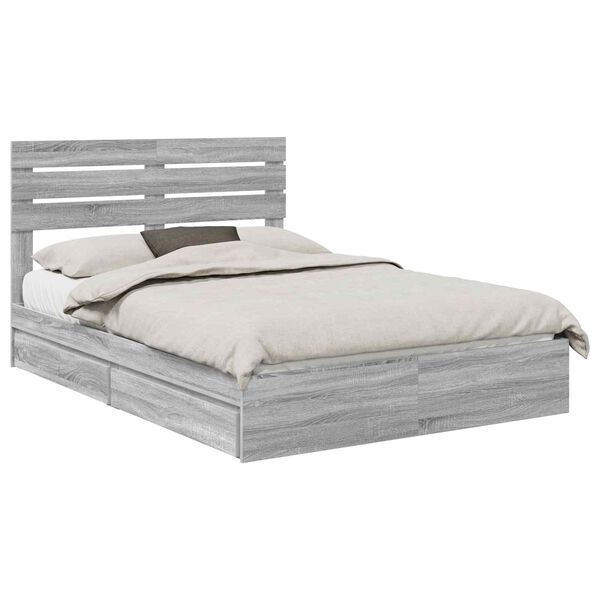 vidaXL Cama com Armazenamento com cabeceira Cinza Sonoma 140 x 200 cm