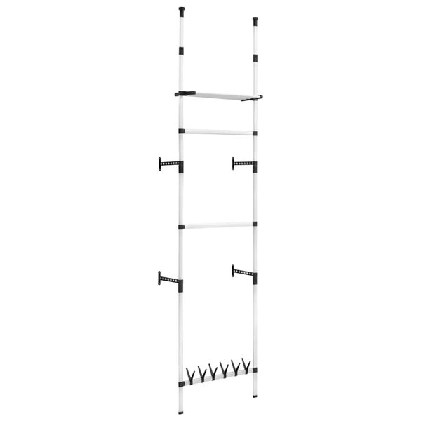 vidaXL Sistema guarda-roupa telescóp. c/ varões e prateleira alumínio