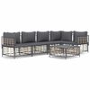 vidaXL 6 pcs conjunto lounge de jardim c/ almofad&otilde;es vime PE antracite