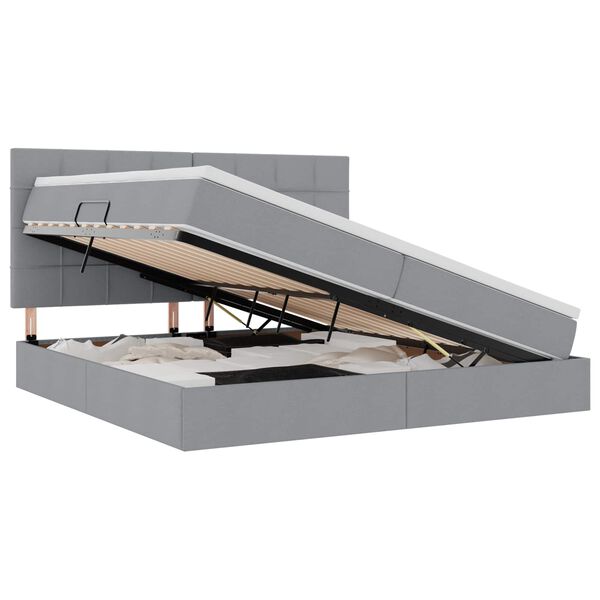 vidaXL Cama com arruma&ccedil;&atilde;o e colch&atilde;o Cinzento-claro 200 x 200 cm