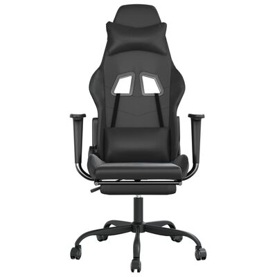 vidaXL Cadeira gaming c/ apoio pés couro artificial preto