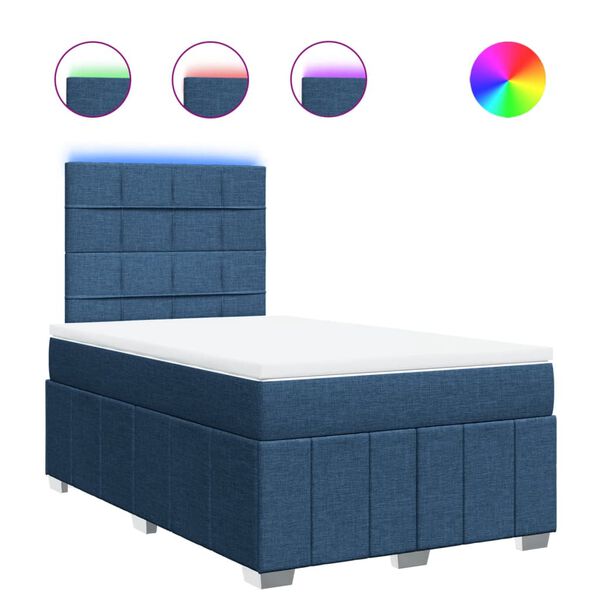 vidaXL Cama boxspring com colch&atilde;o 120x190 cm tecido azul