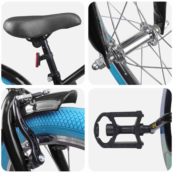 vidaXL Bicicleta Infantil 18 Polegadas para 5-7 anos Preto