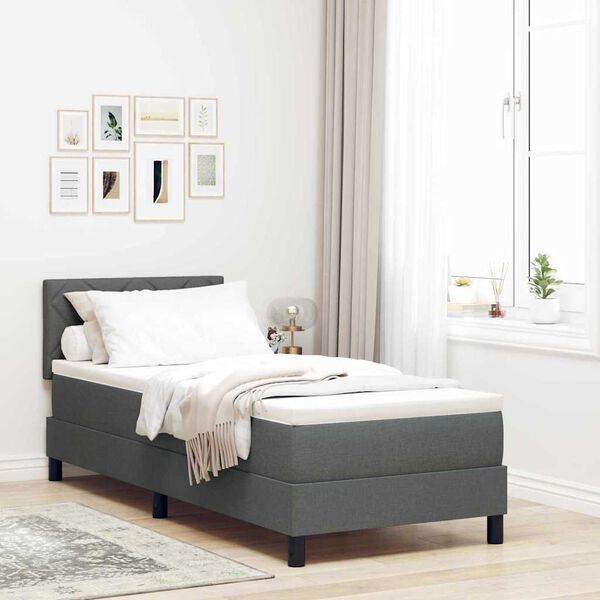 vidaXL Cama Box com colch&atilde;o Cinzento escuro 80 x 200 cm tecido