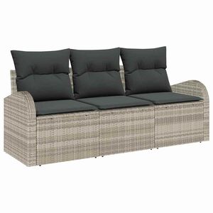 vidaXL Conjunto de Sof&aacute; de Jardim 3 unid. Cinzento-claro