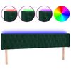 vidaXL Cabeceira cama c/ luzes LED veludo 183x16x78/88 cm verde-escuro