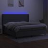 vidaXL Cama box spring c/ colch&atilde;o e LED 200x200 cm tecido cinza-escuro