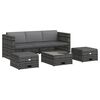 vidaXL 4 pcs conjunto lounge de jardim c/ almofad&otilde;es vime PE cinzento
