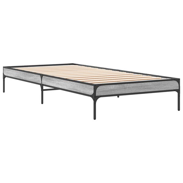 vidaXL Estrutura cama 100x200 cm derivados madeira/metal cinza sonoma