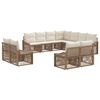 vidaXL Conjunto de Sof&aacute; de Jardim 11 pcs Bege vime PE