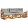 vidaXL Conjunto de Sof&aacute;s para Exterior 3 pcs Cinza Natural e Claro