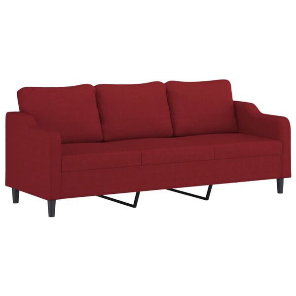 vidaXL Sof&aacute; de 3 lugares tecido 210 cm vermelho tinto
