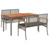 vidaXL 3 pcs conjunto de jantar p/ jardim c/ almofad&otilde;es vime PE cinza